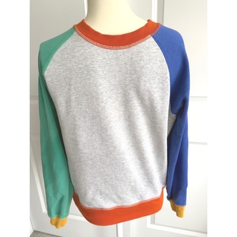 Hanna Andersson Kids Size 10 Colorblock Raglan Sweatshirt Grey Blue Green Cotton